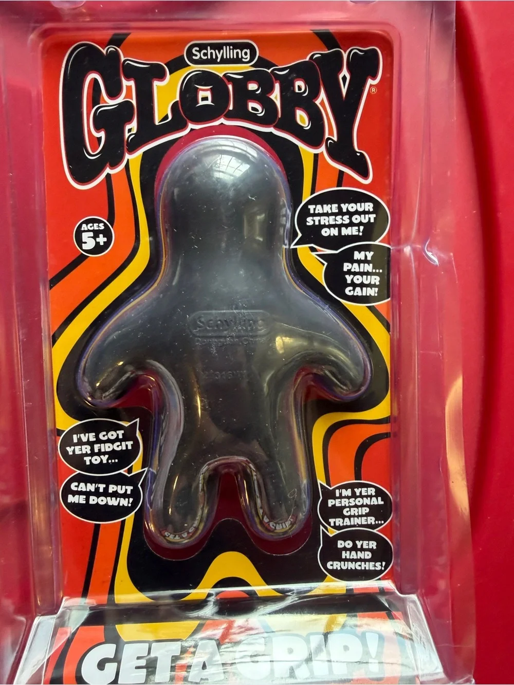 New Schylling Globby Black Squishy Stress Relief Fidget Toy Get a Grip 5+